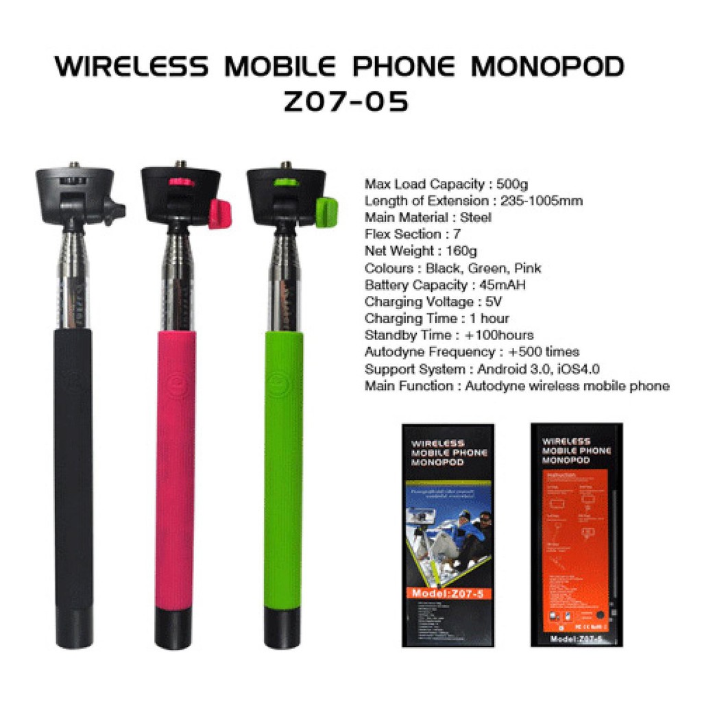 ! Tongsis KJ STAR Wireless Mobile Phone Monopod For Android And IOS -