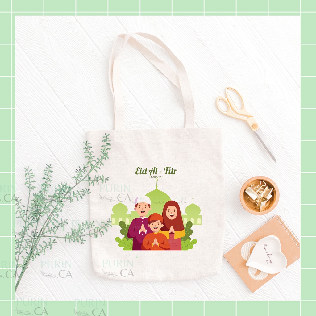 Tote bag Hampers Kanvas Motif Idul Fitri Eid Mubarak Lebaran 2