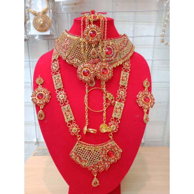 Kalung bridal set pengantin kalung fashion perhiasan India  