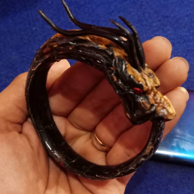 GELANG AKAR BAHAR MERAH UKIR NAGA  JUMBO