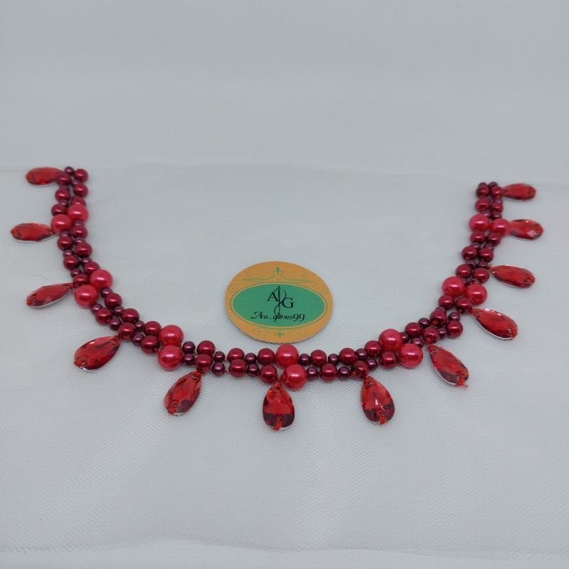 Payet rangkai leher / Payet rangkai jahit mutiara diamon permata sewaroski || mute aksesoris busan w