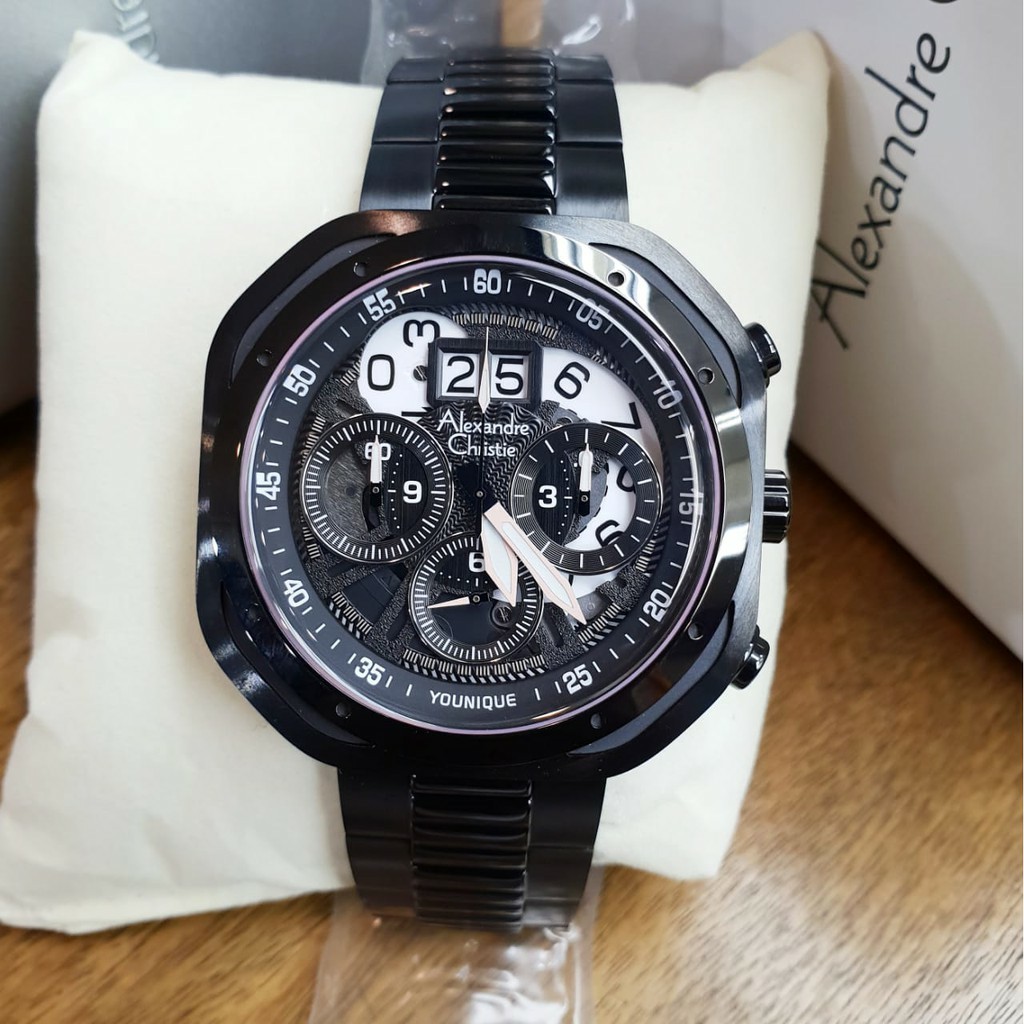 alexandre Christie  AC 6468 pria original stainless steel hitam