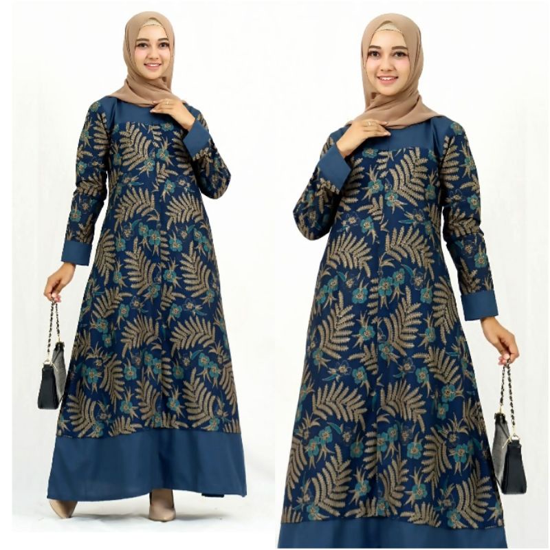 Gamis Batik Jumbo 4L-5L Long Dress Muslim Big Size Modern Atr-B