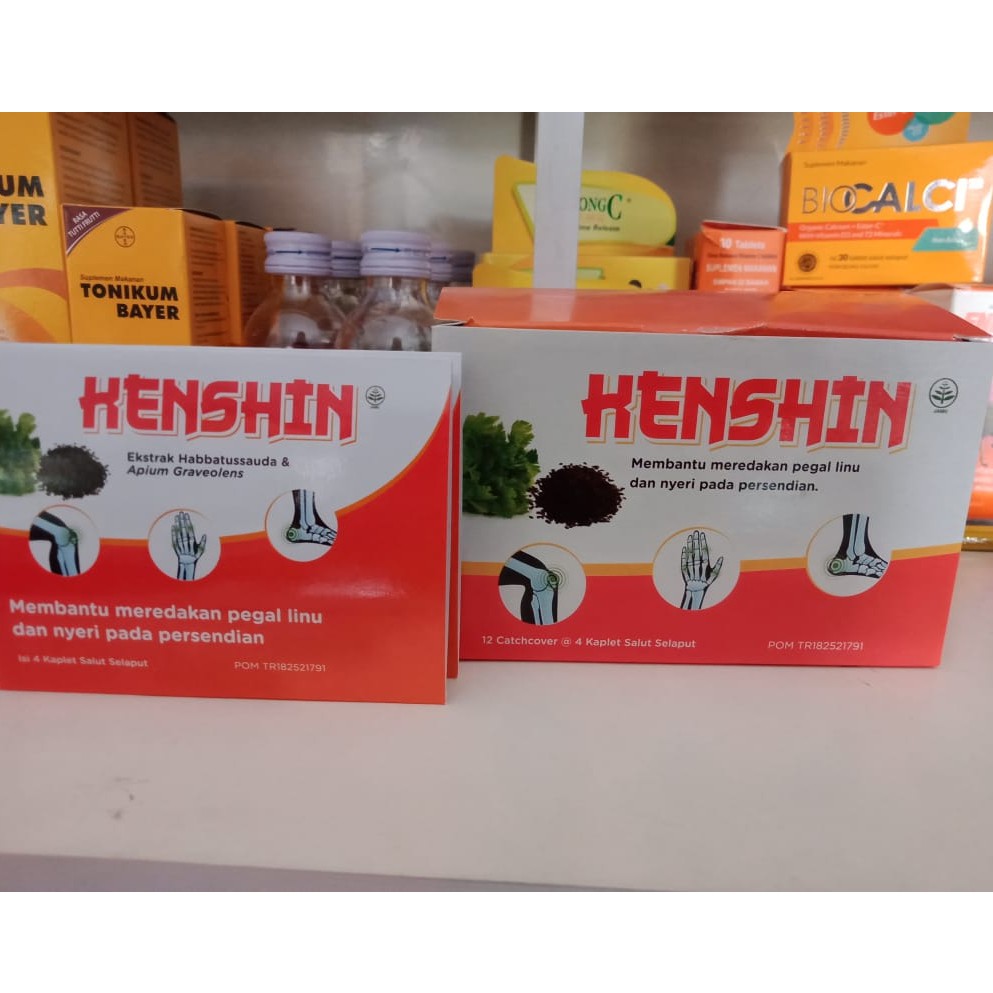 KENSHIN/meredakan pegel linu,nyeri otot dan asam urat /Kenshin obat herbal kaplet Pereda Pegel Linu,