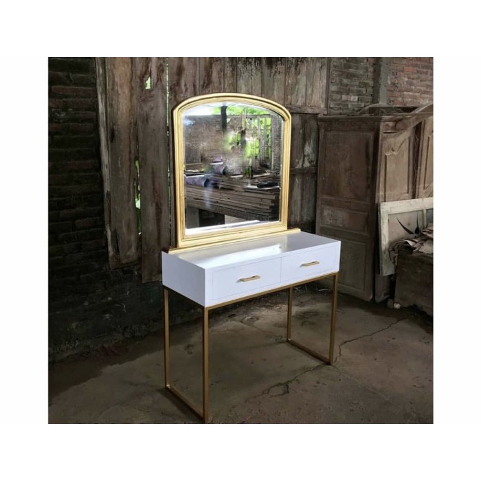 Meja rias minimalis duco tolet / cermin rias besi gold