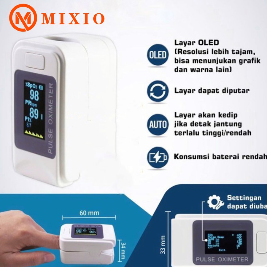 MIXIO Oximeter pulse Oxymeter Fingertip Pulse SPO2 PRbpm LK89