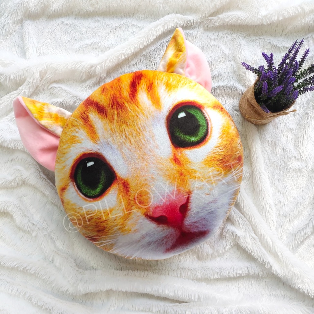 Pillowart - Bantal Sofa Kepala Kucing Bulat Size M - ART128