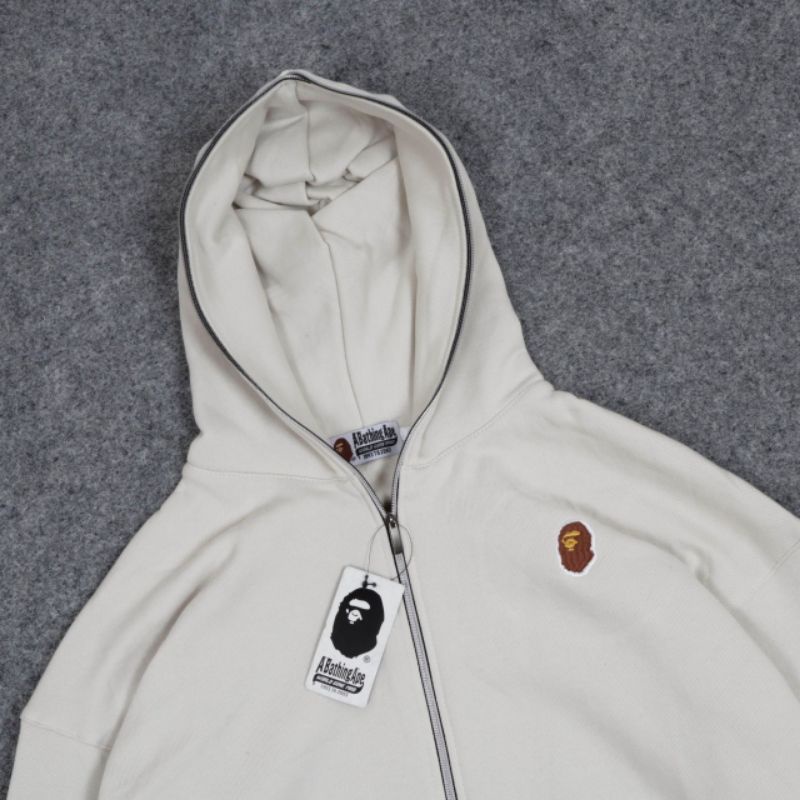 SWEATER HOODIE ZIPPER BAPE LOGO HEAD CREAM AUTHENTIC (BESTSELLER)