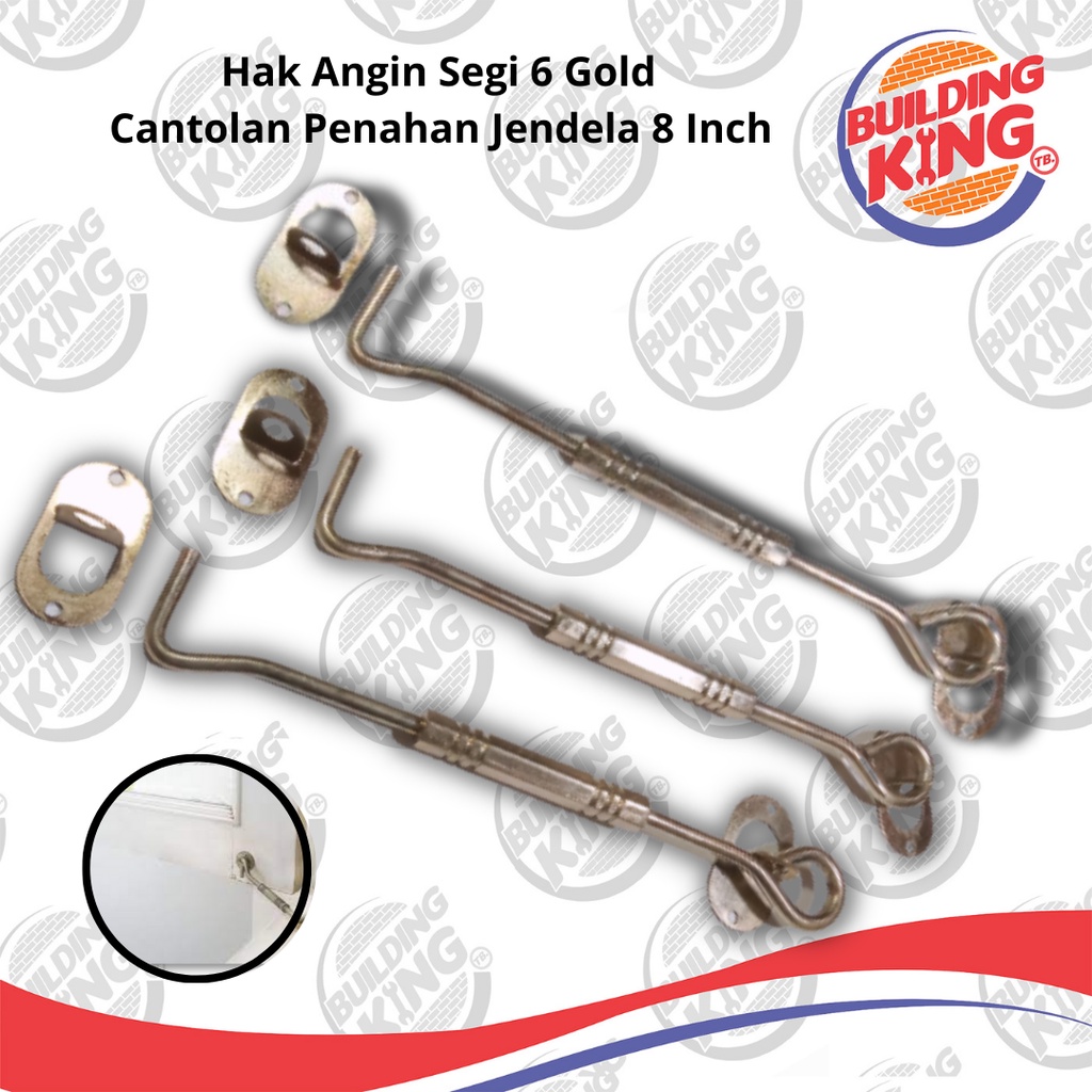 Hak Angin Gold Lamskar Stainless Penahan Cantolan Pengait Jendela 8"