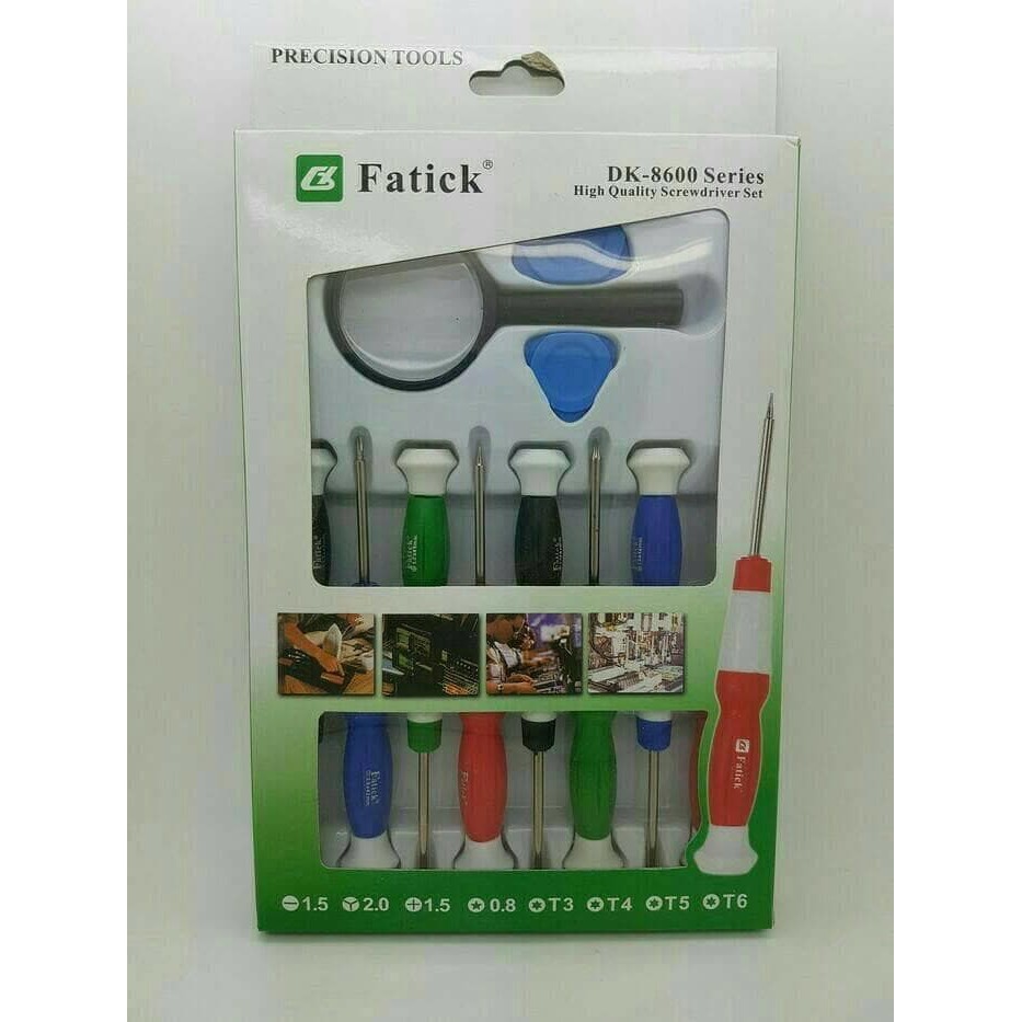 Obeng Set Fatick DK-8600 isi 8 Pcs Obeng Fatick Obeng Murah Tools Kit Obeng serbaguna Kaca Pembesar