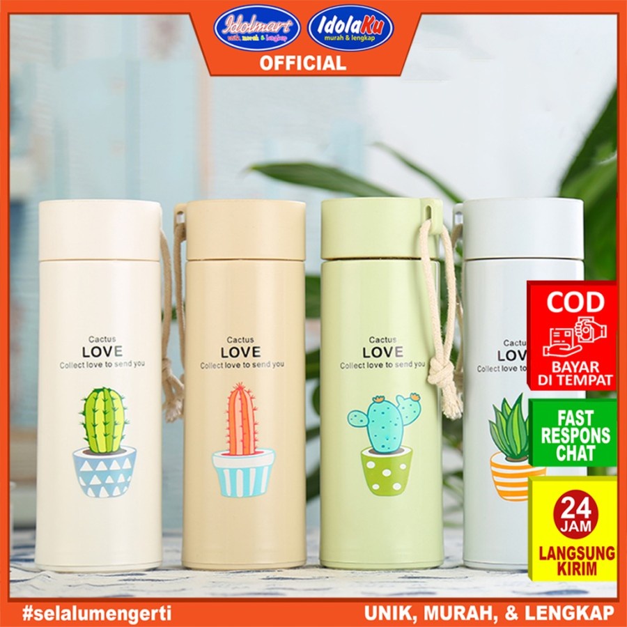 IDOLMART Botol Minum Kaca Kaktus 450ml Idolmart Surabaya