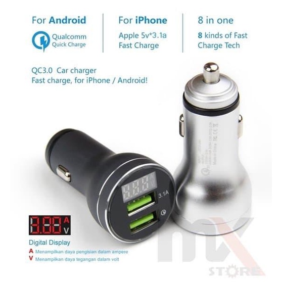 CAR CHARGER QC3.0 FAST QUICK CHARGING VOLTMETER - MOBIL MOTOR BASEUS