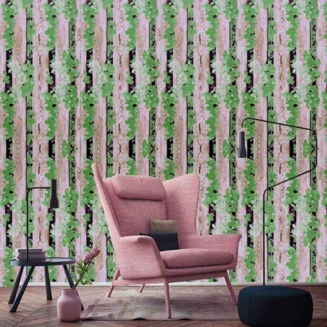 Wallpaper Sticker Dinding Kayu Daun Rambat | Wallpaper Dinding 3D Kamar Tidur Untuk Anak