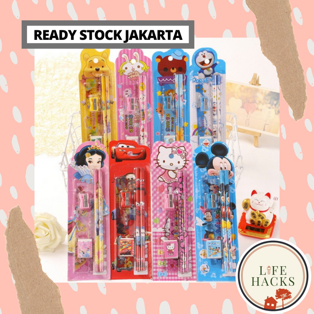 

(PROMO CUCI GUDANG) MINI STATIONERY SET ALAT TULIS SEKOLAH 5 in 1 KARAKTER LUCU