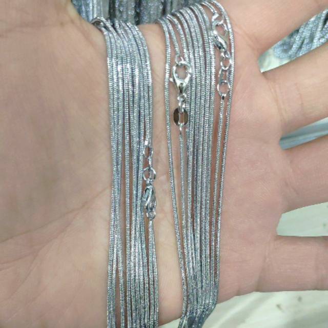 Kalung rodium isi 10pcs model belut bulat panjang 40cm