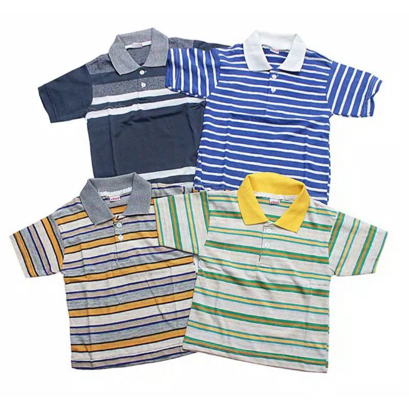 Kaos Kerah Anak (pilih Warna)1-8 th Model Salur