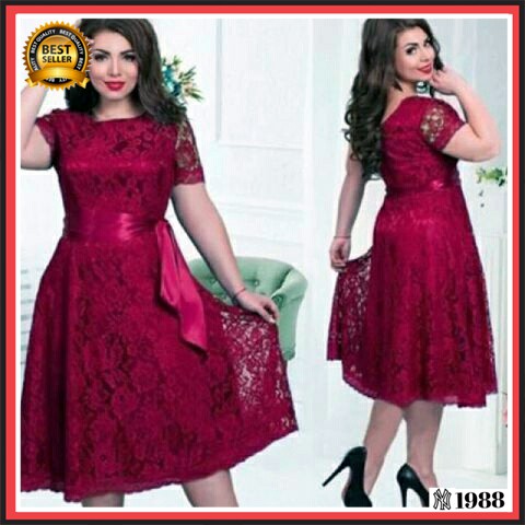 Meli Dress Brokat Wanita Kondangan Terbaru Baju Natal Jumbo Big Size Murah Dres Imlek Cewek Gendut Shopee Indonesia