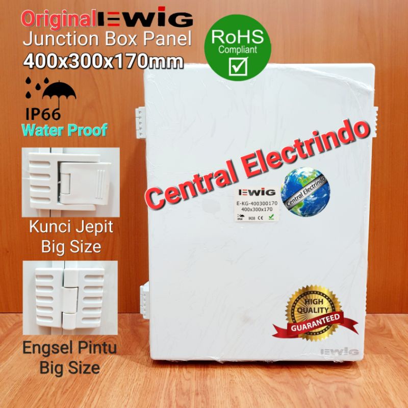 Junction Box Panel KG 400×300×170mm Plastik ABS EWIG With Base Plate.