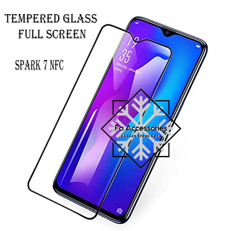 FA Tempered Glass 5D TECNO SPARK 7 7NFC 8 8c 8p 8t GO 2019 2020 2021 2022 2023 C P T NFC Full Layar Screen Guard Curved Melengkung antigores