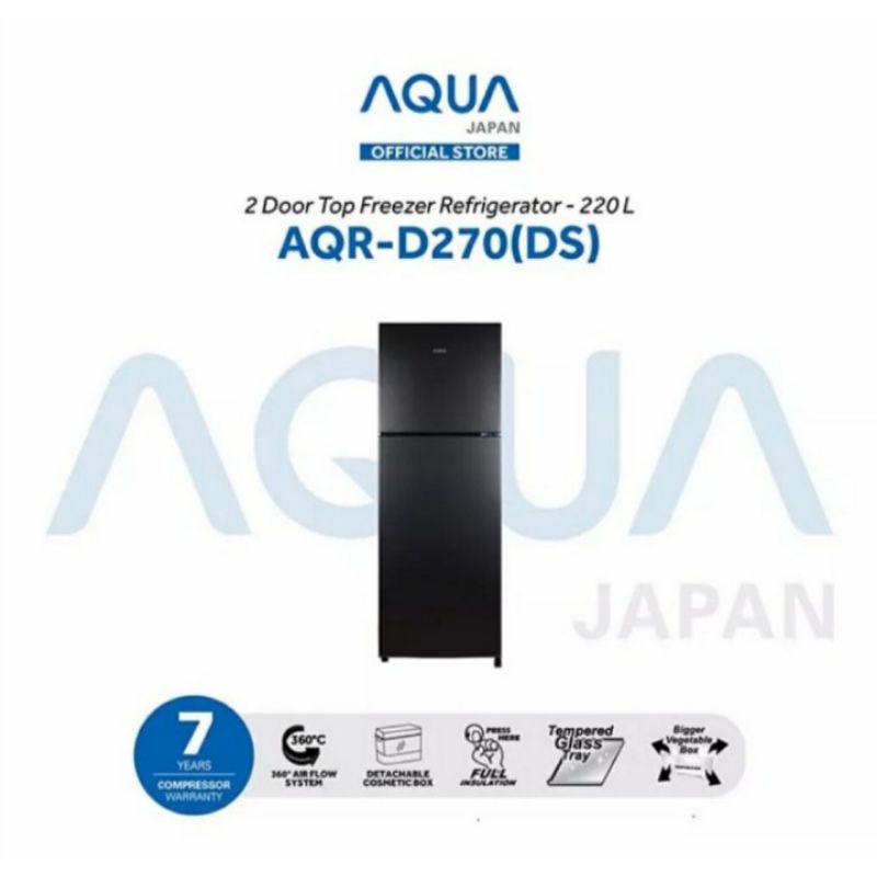 Kulkas AQUA AQR-D270 | Lemari es 2 pintu AQRD270 DS LS AQRD 270