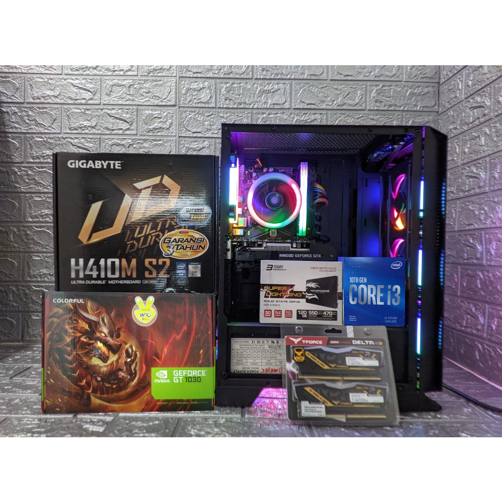 PC GAMING &amp; DESIGN FULL SET DDR4 I3-10100F / 16GB /  GT 1030 2GB + MONITOR