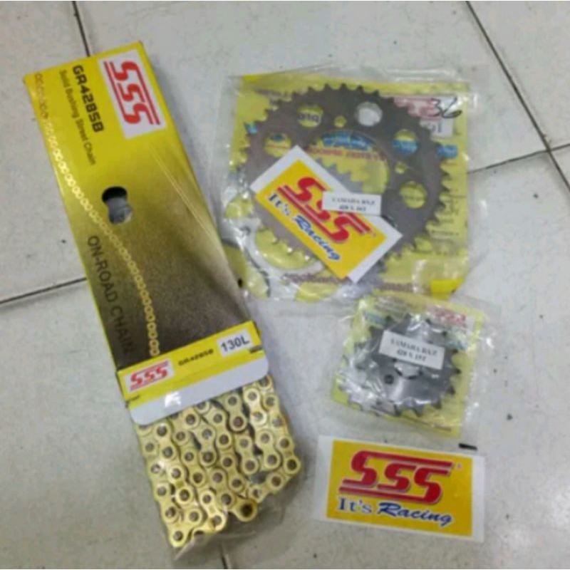 Gear set Ger Gir SSS 428 VIXION MX KING RANTAI GOLD ORIGINAL SSS