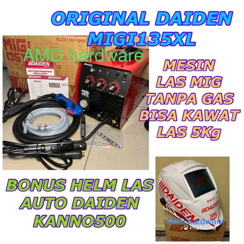 DAIDEN MIGI135XL MESIN LAS MIG TANPA GAS 130 A FLUX CORE migi 135 XL Original migi130 bisa kawat 5KG