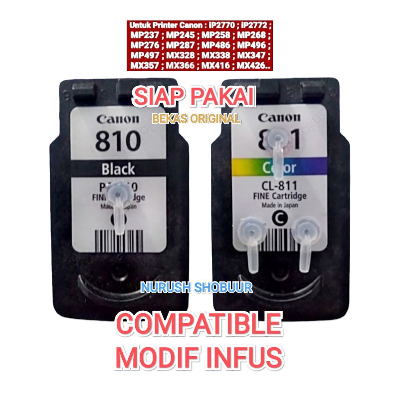Jual Cartridge canon PG 810 / CL 811 siap pakai MODIF INFUS compatible