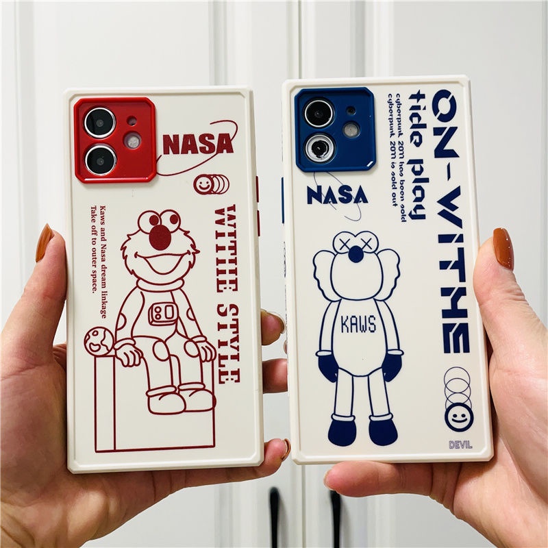 Two color nasa pattern phone Case for IPhone 11 12promax IPhone 7 8Plus Smooth SE X XS Cartoon Cute Anti-drop XR XSMAX Cute 11 11pro 11promax Soft Silicone mobile cover Hlna