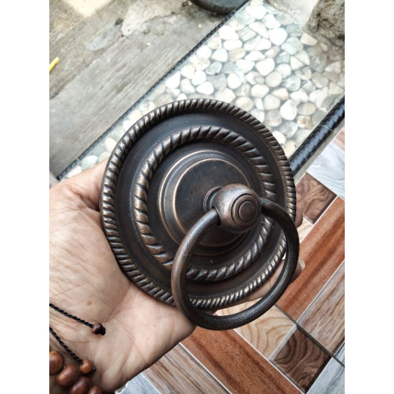 Handle pintu tarikan gebyok motif tampar 12 cm Kuningan