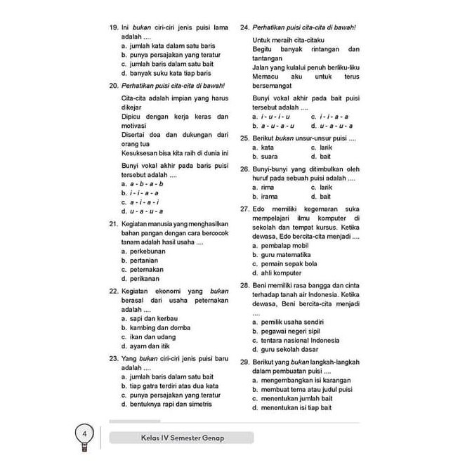 Buku Latihan Soal Tematik Sd Kelas 4 Semester Genap Incer Shopee