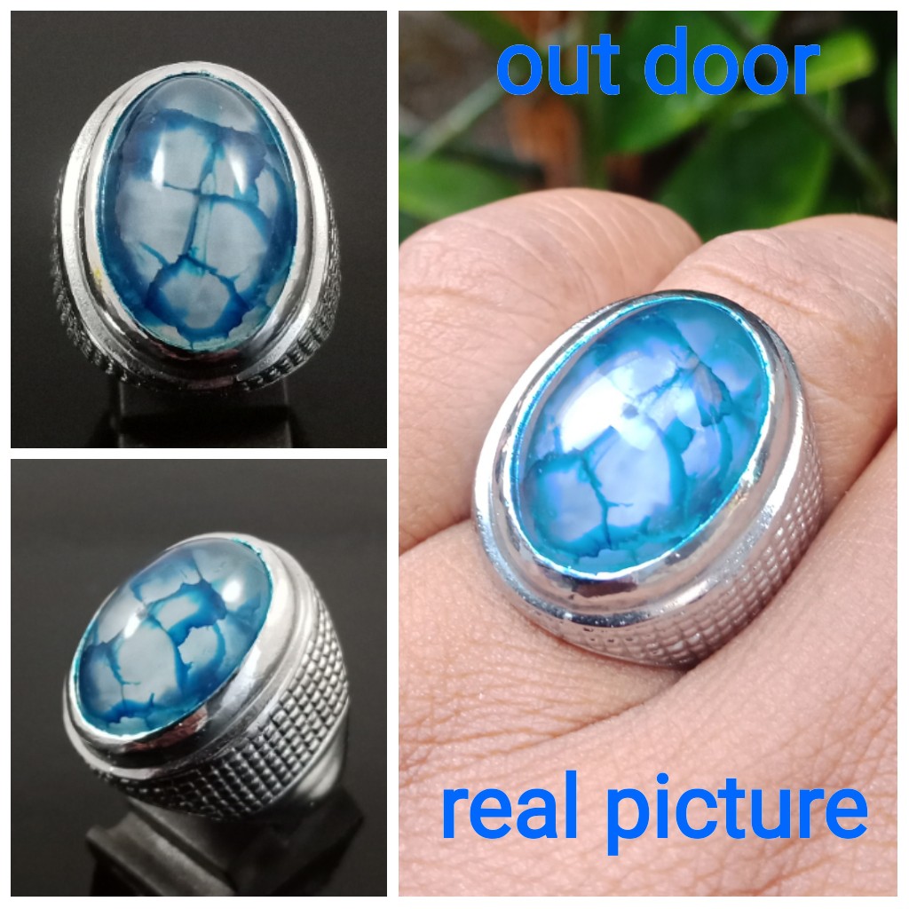 CINCIN SISIK NAGA BIRU LANGIT / SPIRTUS MOTIF KEREN RING TANAM ANTI LUNTUR SIMPEL