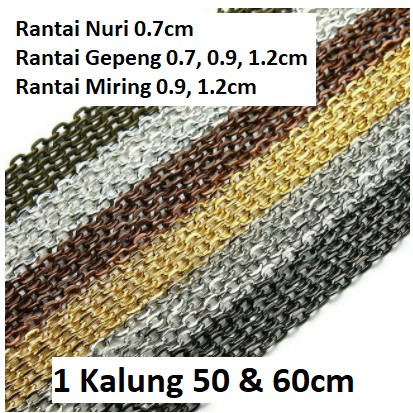 Rantai Miring, Gepeng Kalungan 50cm &amp; 60cm Harga/1 Kalung