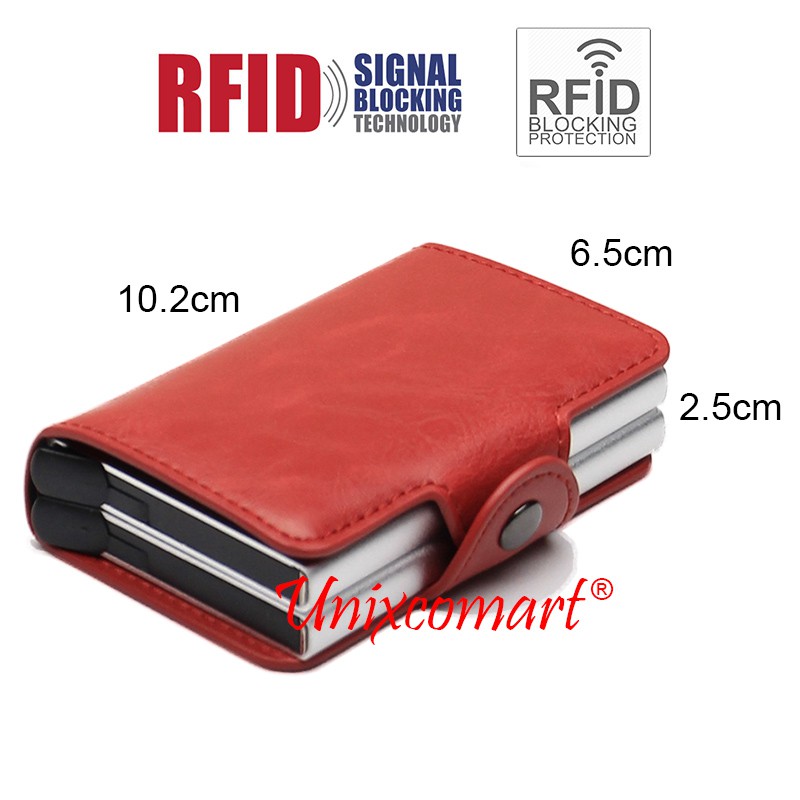 Dompet Mini Tempat Kartu ATM Smart Slim Wallet Credit Card Holder Metal Case RFID Blocking