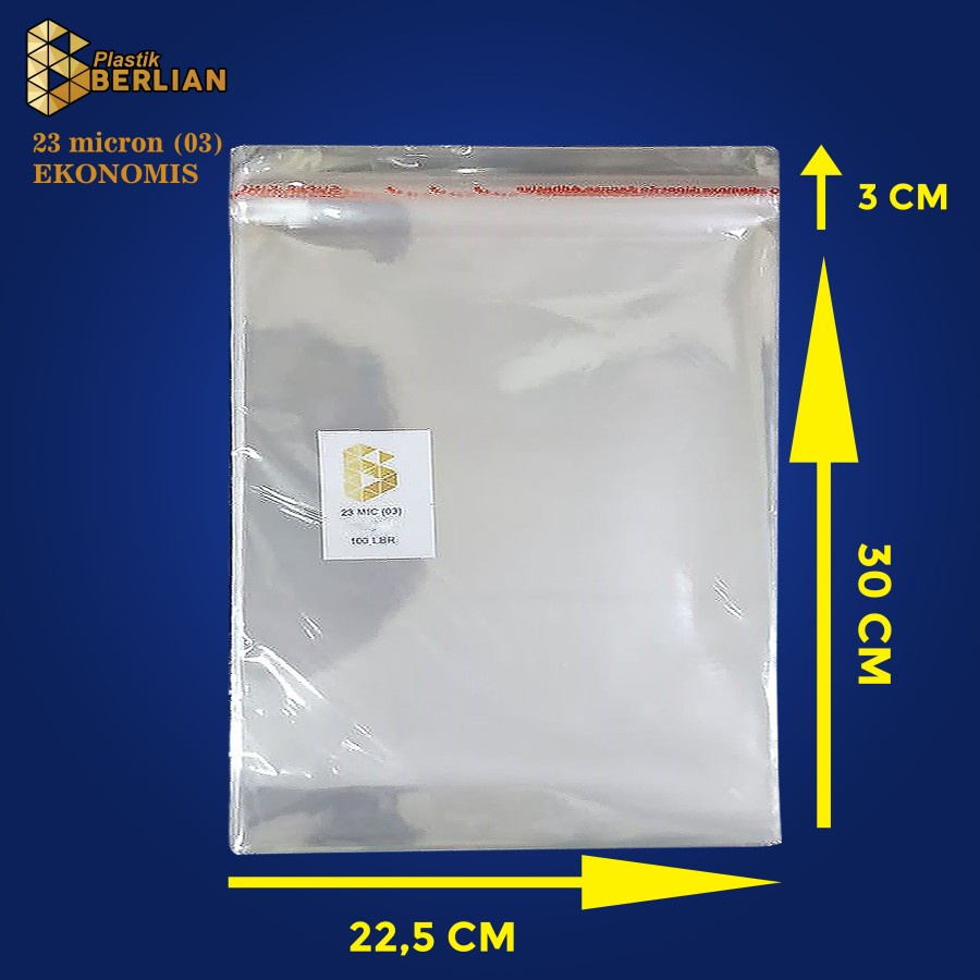 

22,5 x 30 cm Plastik OPP EKONOMIS 23micron (100 lbr) (lem/seal)