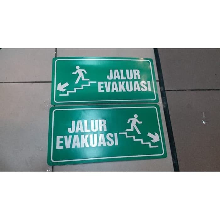 

SIGN LABEL STICKER JALUR EVAKUASI TANGGA KIRI KANAN 30X15CM