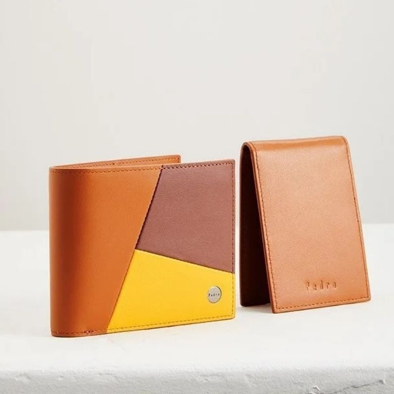 PDRO Men Colorblock Leather Wallet with Insert