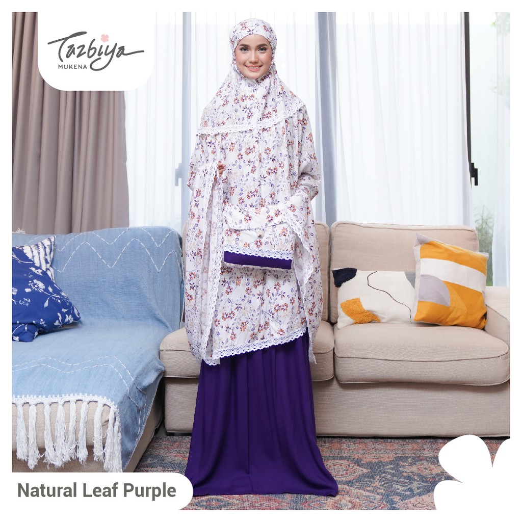 MUKENA TAZBIYA KOMBINASI NATURAL LEAF PURPLE Mukena Jumbo