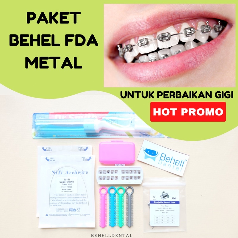 Behelldental - PAKET BEHEL PERMANEN PERBAIKIN GIGI TIPE BRACKET FDA MIM ROTH HIGH QUALITY - Kawat Dental Geousis Luxury With Hook 0.22 Perawatan Gigi Mini Metal Braces Ortho Original