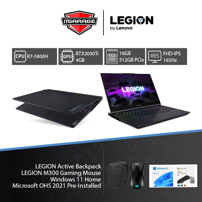 Lenovo Legion 5 15ACH6-DMID|R7-5800H/16G/512G/RTX3050Ti-4G
