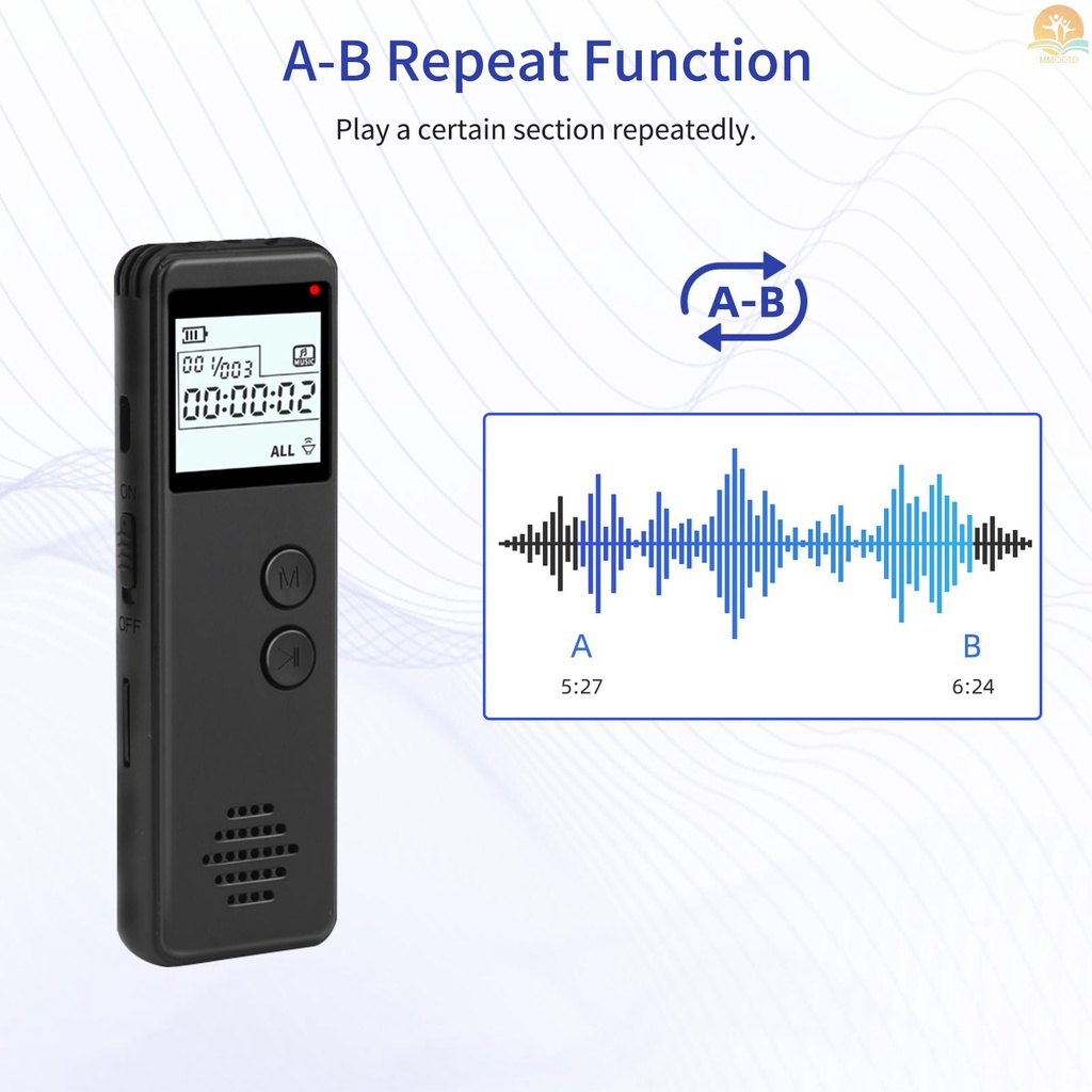 (MMOI) Alat Perekam Suara Digital HD MP3 Player 32GB 10h Dengan Fitur Noise Reduction