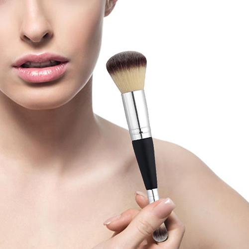 Brush Makeup Dua Sisi Dengan Gagang Kayu Untuk Blending Eyeshadow Contour Foundation Powder Blush