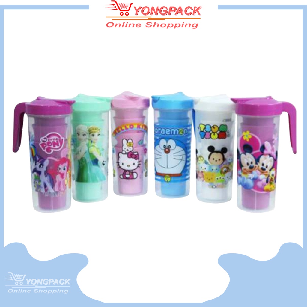 Yongpack - Teko Set Gelas Plastik 5 in 1 / Teko beranak Set 5 Motif Imoet / Teko Gelas / Teko Beranak Set Cangkir Karakter / Ketel Tempat Minum Unik Murah Berkualiatas Bisa Cod