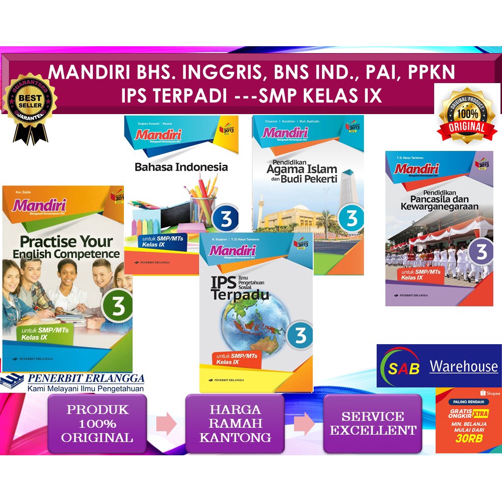 Jual SERI BUKU MANDIRI MATEMATIKA, IPA, IPA FISIKA, IPA BIOLOGI SMP/MTS