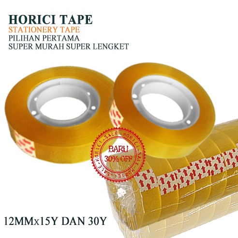 MURAH 12 Pcs Stationery Tape 12 MM x 5Yard/12MM x 15Yard/12MM x 30Yard/12MM x 40Yard Dan Selotip / Isolasi /Solatip