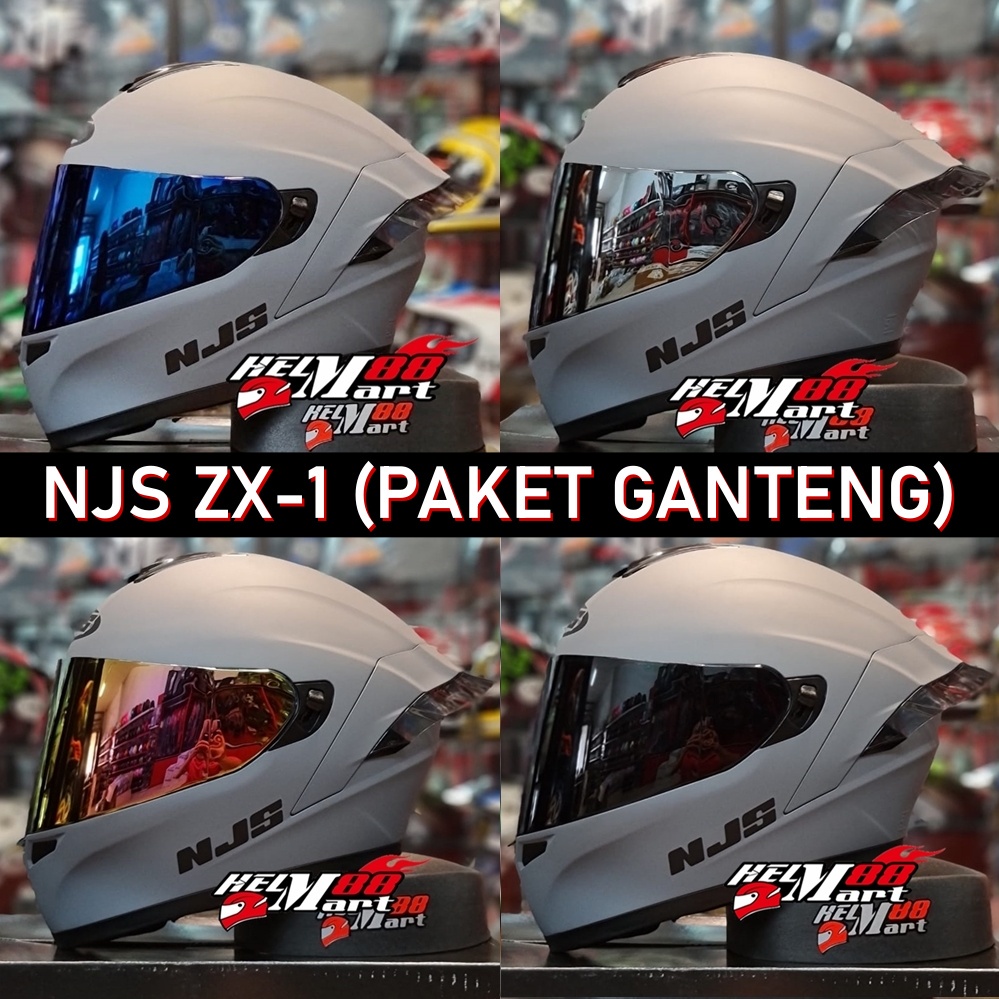 PAKET Helm NJS ZX-1 Paket Lengkap Helm Visor Spoiler Paket Ganteng NJS ZX1