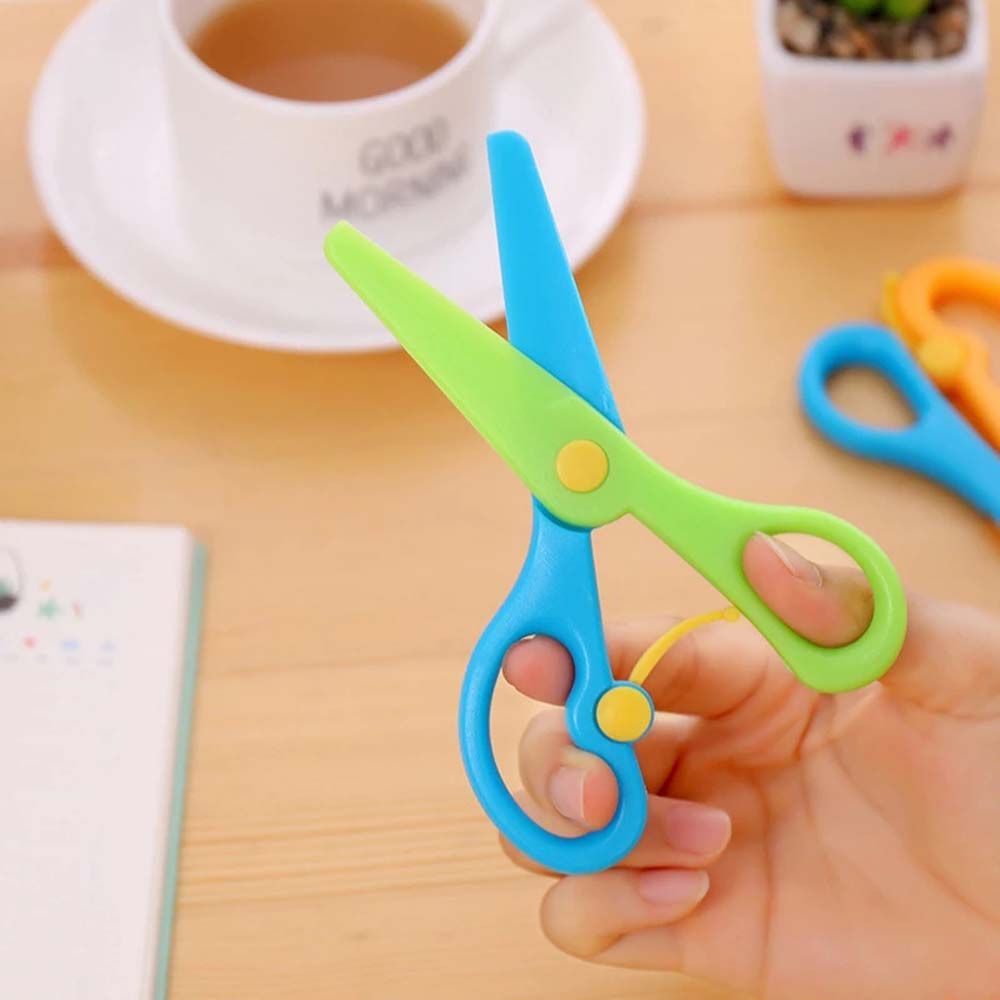 ELEGANT Mini Round Head Scissors Kindergarten Plastic Scissors Paper Cutting DIY Tool Shear Album Scrapbook Photo Cut Handicraft School Supplies Safety Art Scissors/Multicolor