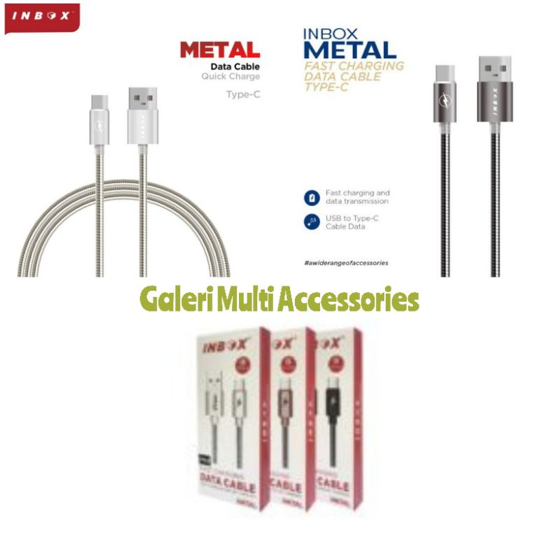 Inbox Kabel Data Charger Type C Full Metal Fast Charging QC3.0
