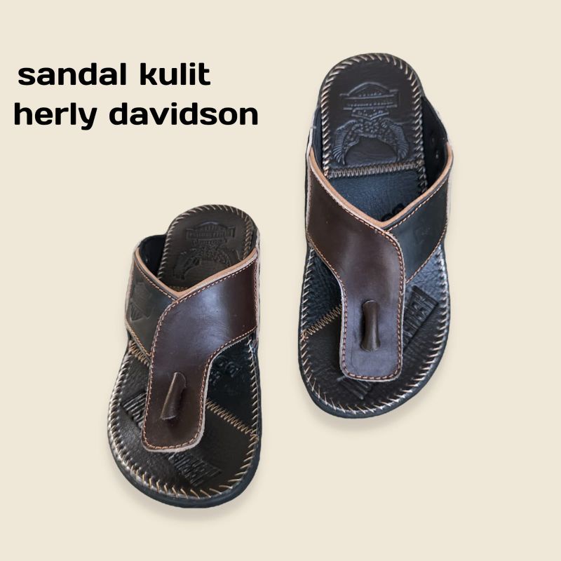 sandal kulit pria/ sandal Harley Davidson/ sandal japit kulit/ sandal kulit terlaris/ sandal COD bayar ditempat