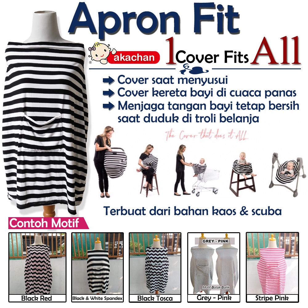 Apron Menyusui Cover Tutup Ibu Menyusui Bisa Utuk Stroller Carseat 1 COVER FITS ALL Multifungsi Cover Penutup Ibu Bayi Motif bunga Salur Akachan fit